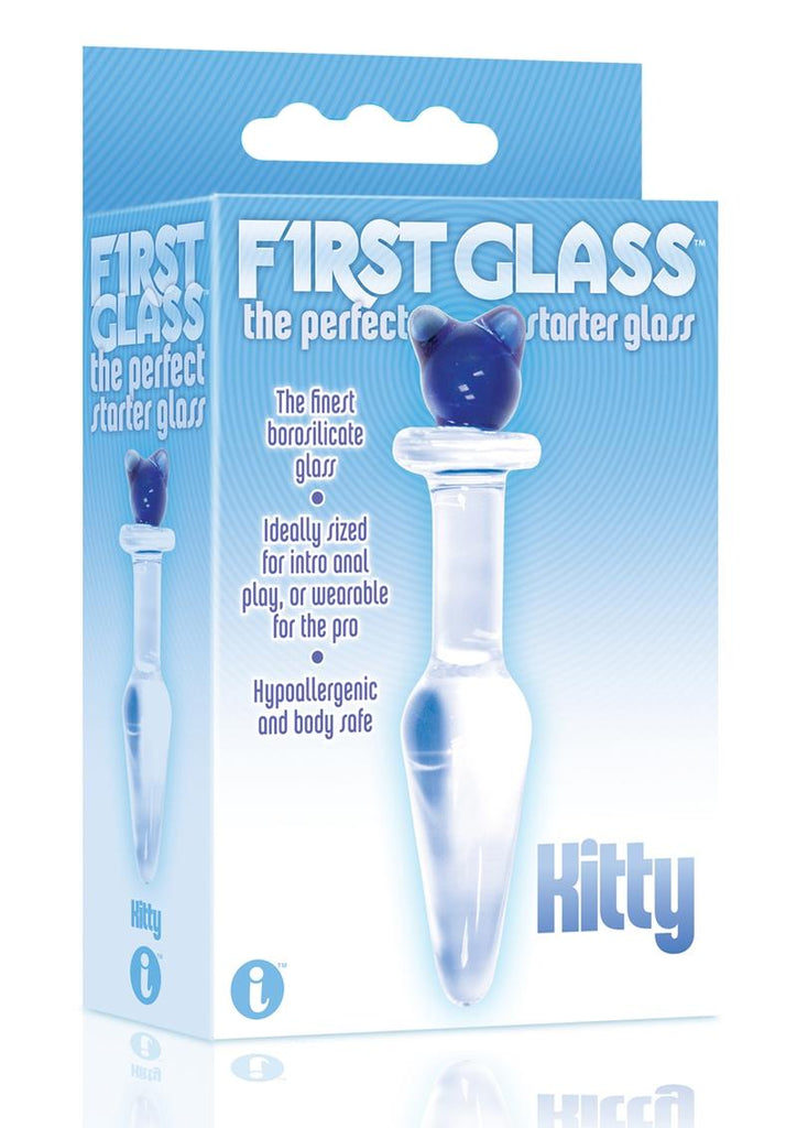 First Glass Kitty Love Glass Butt Plug - Blue