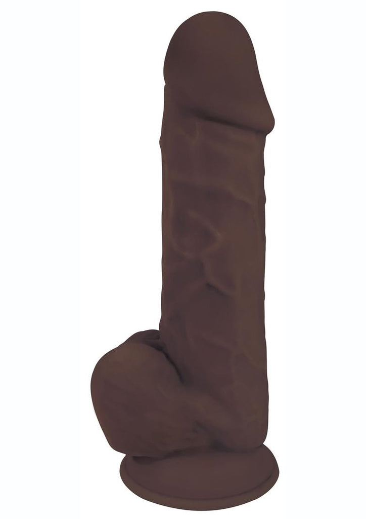 Fleshstixxx Dual Density Silicone Bendable Dong with Balls - Chocolate - 8in