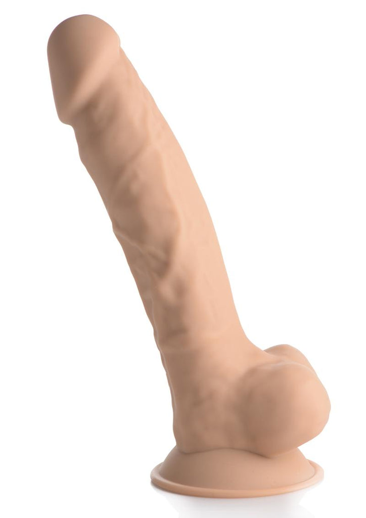 Fleshstixxx Silicone Rechargeable Vibrating Dong with Balls - Caramel - 8in