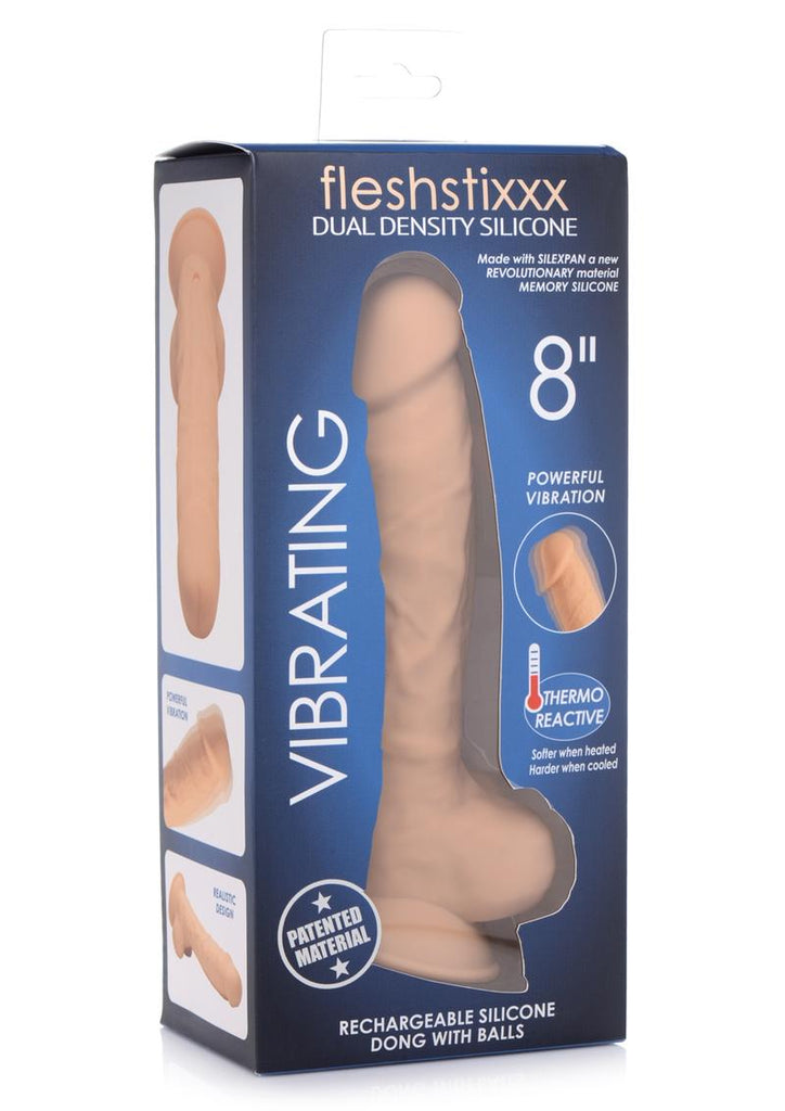 Fleshstixxx Silicone Rechargeable Vibrating Dong with Balls - Caramel - 8in