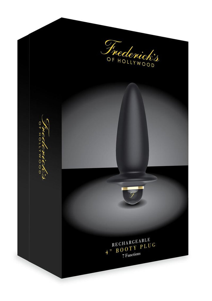 Frederick's Of Hollywood Rechargeable 4in Booty Plug Multi Function Vibration Silicone - Black