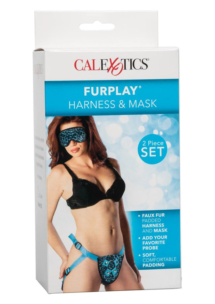 Furplay Harness and Mask - Animal Print/Blue/Blue Leopard - 2 Piece Set