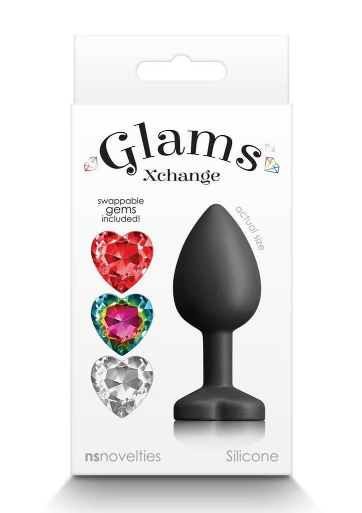 Glams Xchange Heart Silicone Anal Plug - Black - Small