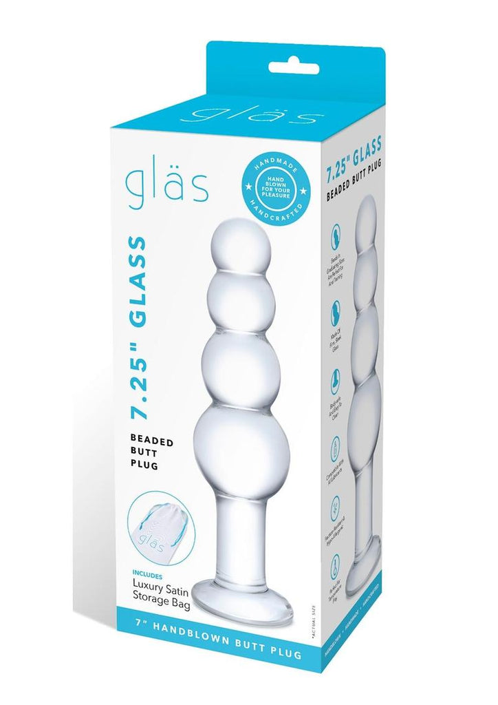 Glas Beaded Glass Butt Plug - Clear - 7.25in