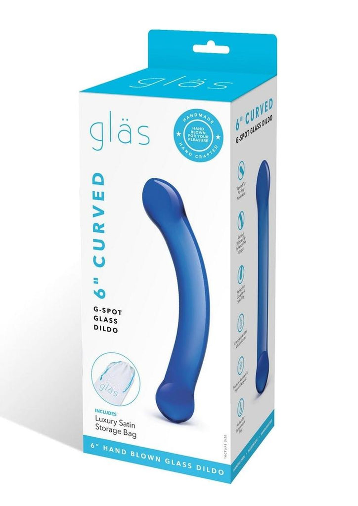 Glas Curved G-Spot Glass Dildo - Blue - 6in