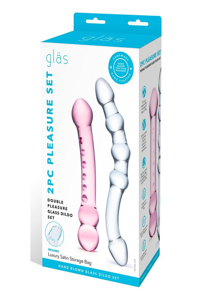 Glas Double Pleasure Glass Dildo - Pink/White - 2 Piece/Set