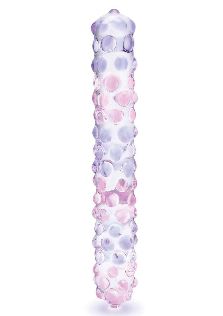 Glas Purple Rose Glass Nubby Dildo - Clear/Pink - 9in