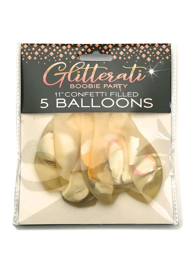 Glitterati Boobie Party Confetti Balloons - Assorted Colors - 5 Per Pack