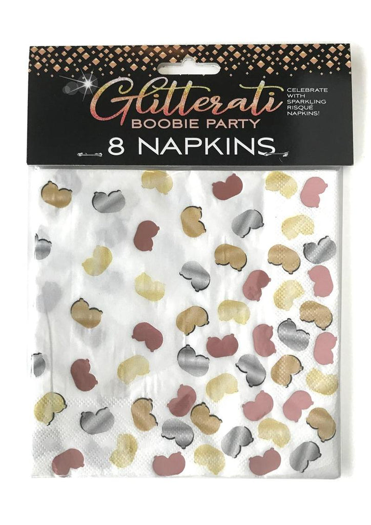 Glitterati Boobie Party Napkins - Multicolor - 8 Per Pack