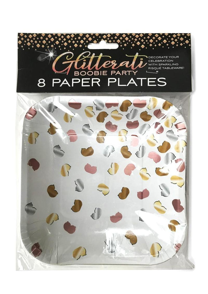Glitterati Boobie Party Plates - Multicolor - 8 Per Pack