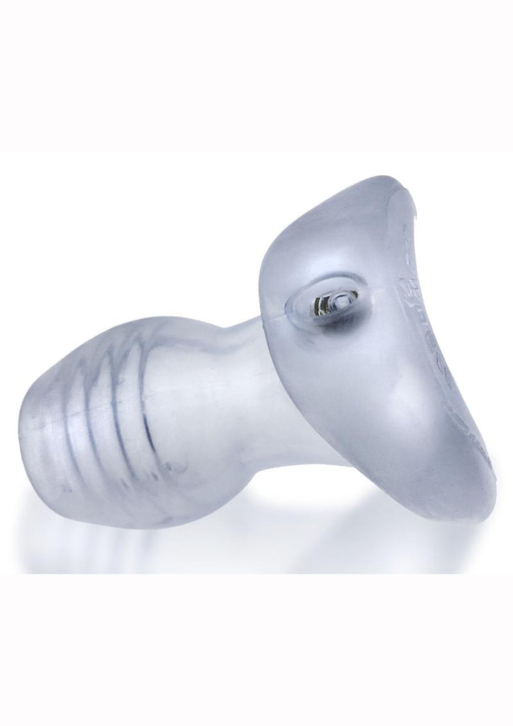 Glowhole 1 Light Up Hollow Silicone Buttplug - Clear/Cool Ice - Small