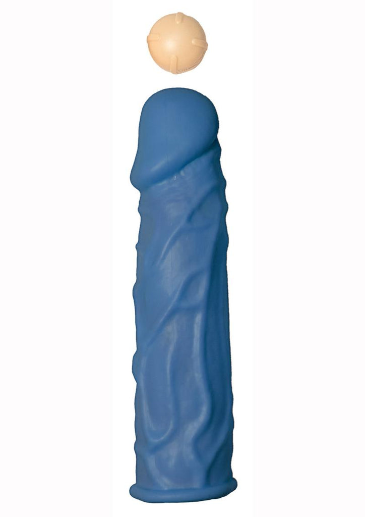 Great Extender 1st Silicone Vibrating Sleeve - Blue - 7.5in