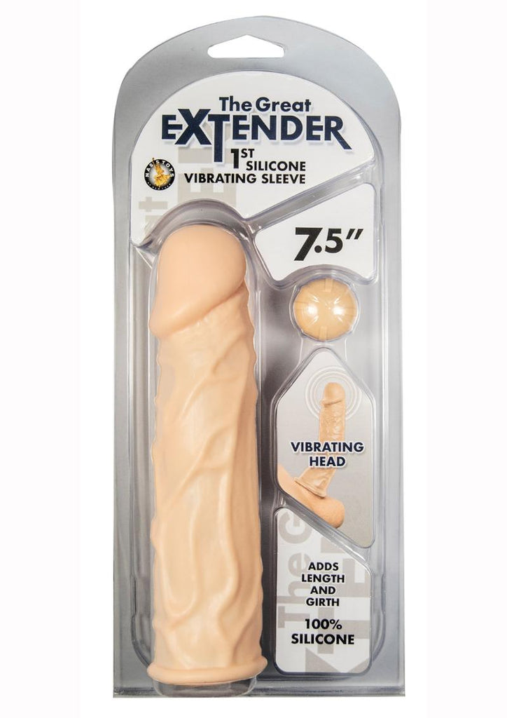 Great Extender 1st Silicone Vibrating Sleeve - Vanilla - 7.5in