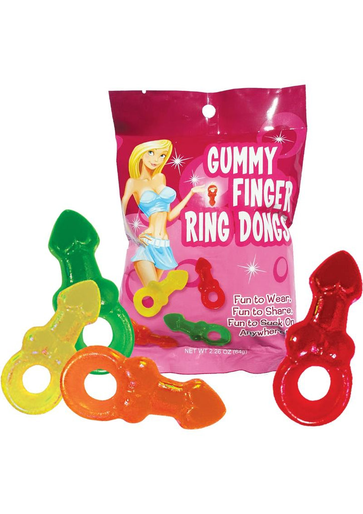 Gummy Finger Ring Dongs - Assorted Colors - 12 Packs Per Display