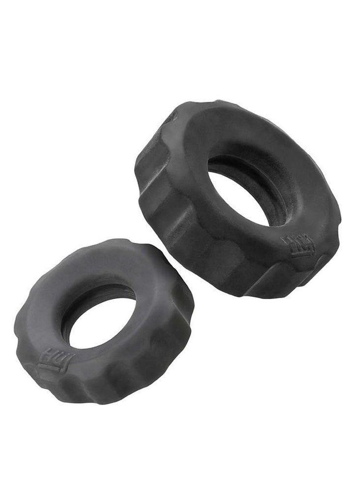 Hunkyjunk Cog Silicone Cock Ring - Assorted Colors/Black/Gray - 2 Pack