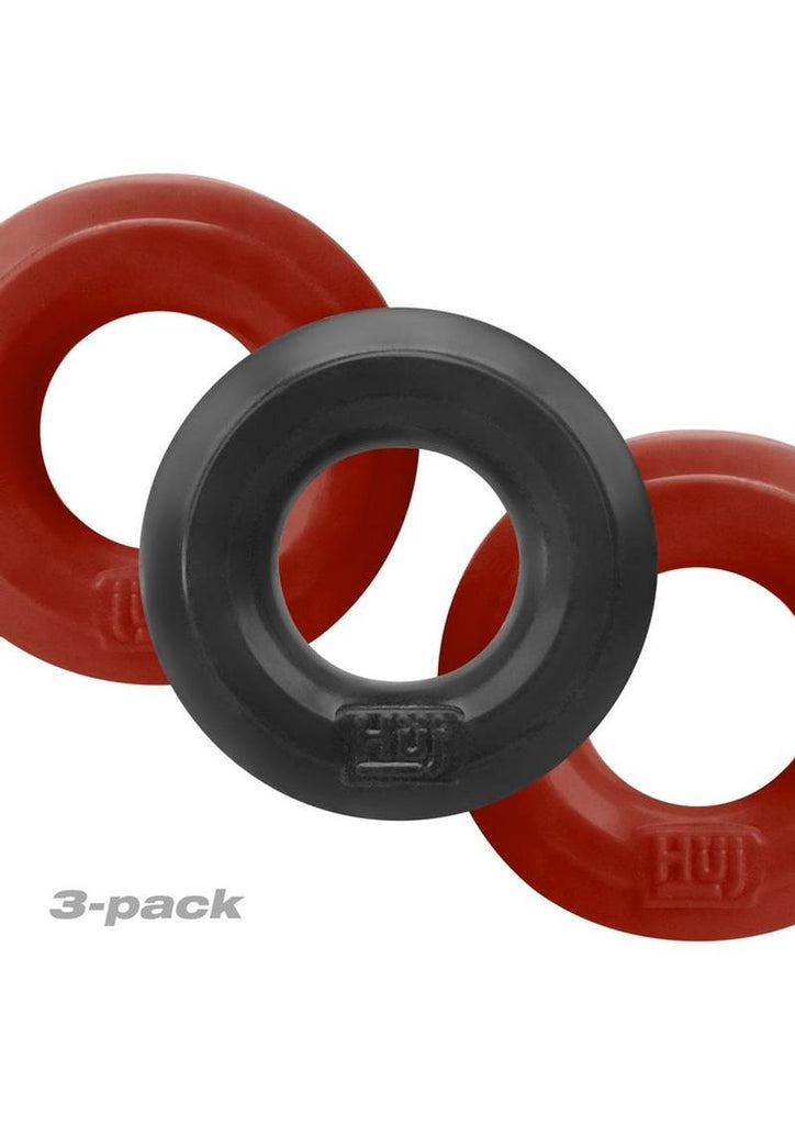 Hunkyjunk Huj3 Silicone C-Rings (3 Pack) - Cherry/Tar - Black/Red