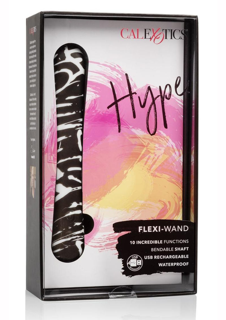 Hype Flexi Wand USB Rechargeable Vibrator Waterproof - Black/Multicolor/White - 5.5in