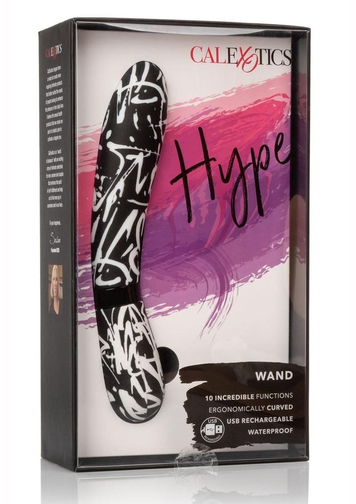 Hype Wand Rechargeable Silicone Vibrator - Black/Multicolor/White