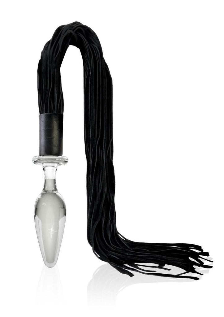 Icicles No. 49 Glass Anal Plug with Flogger - Black/Clear - 23.5in