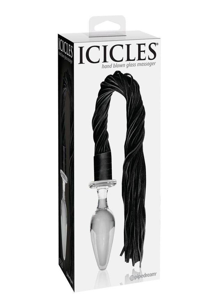 Icicles No. 49 Glass Anal Plug with Flogger - Black/Clear - 23.5in