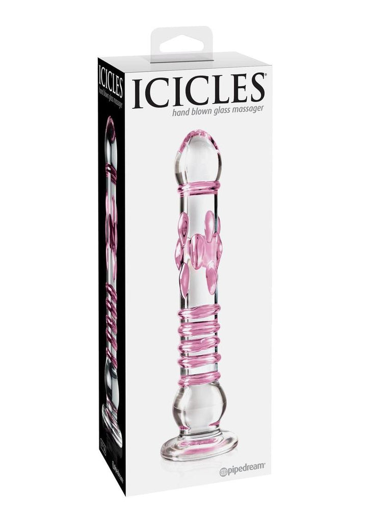 Icicles No. 6 Textured Glass Dildo - Clear/Pink - 8.5in