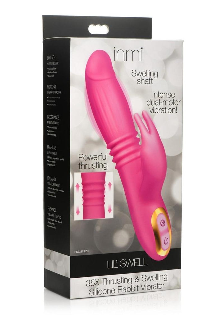 Inmi Lil' Swell 35x Thrusting and Swelling Rechargeable Silicone Rabbit Vibrator - Pink