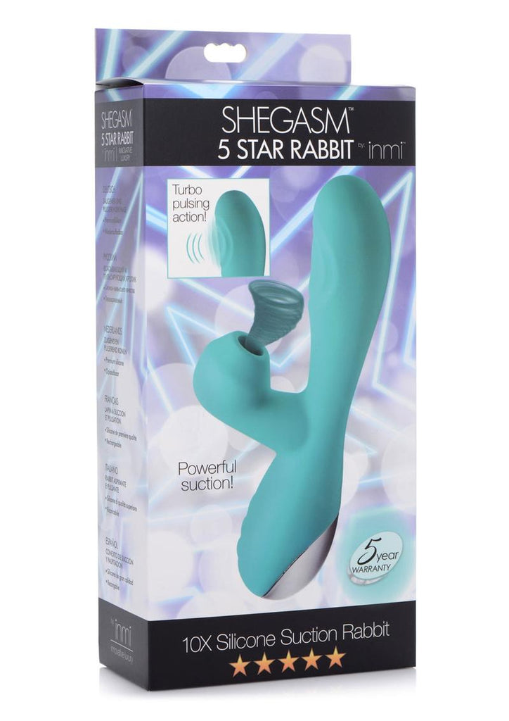 Inmi Shegasm 5 Star Rabbit 10x Silicone Suction Rabbit Vibrator - Teal