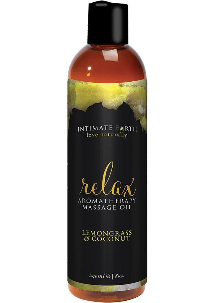 Intimate Earth Relax Aromatherapy Massage Oil Lemongrass and Coconut - 8oz