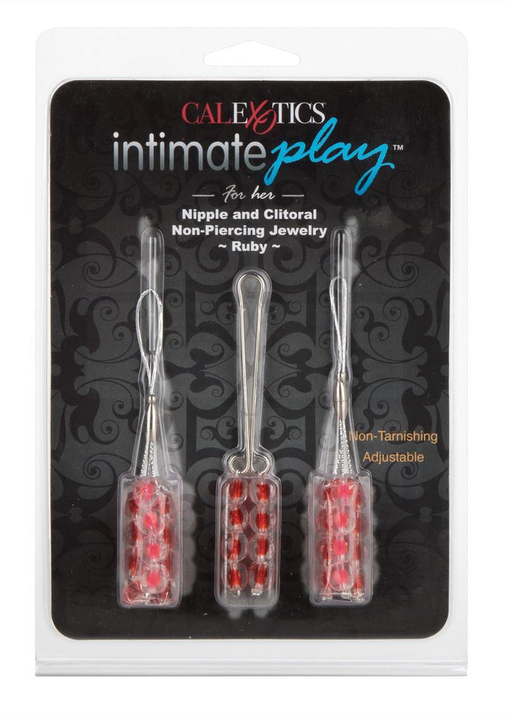 Intimate Play Nipple and Clitoral Non Piercing Body Jewelry - Ruby - Red