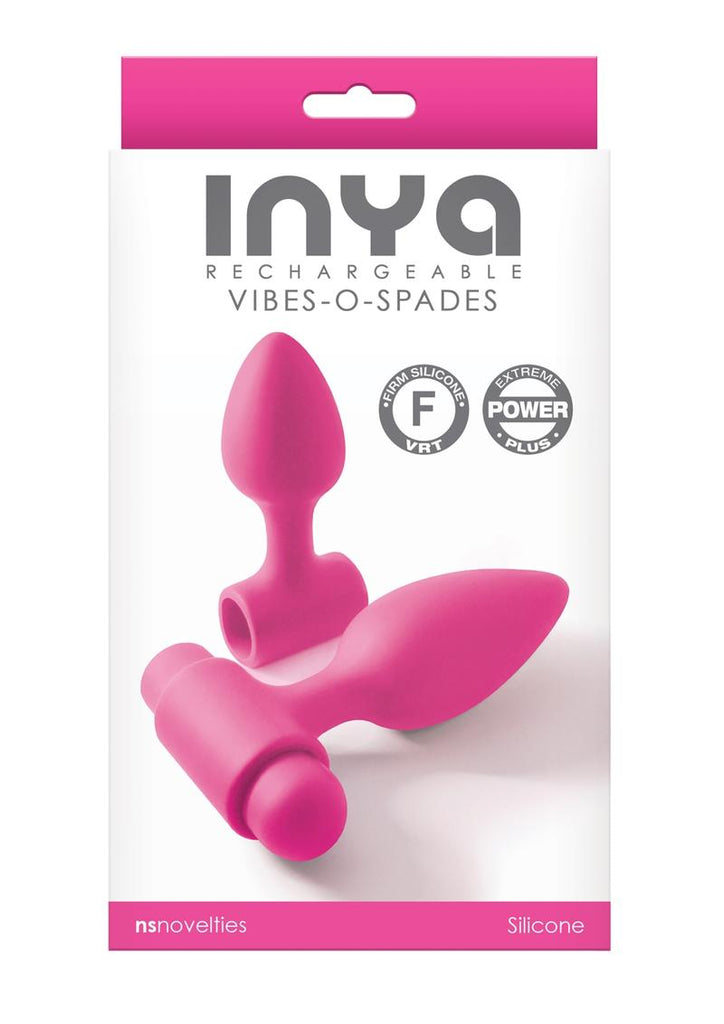 Inya Vibes-O-Spades Rechargeable Vibrating Silicone Butt Plug - Pink - Set