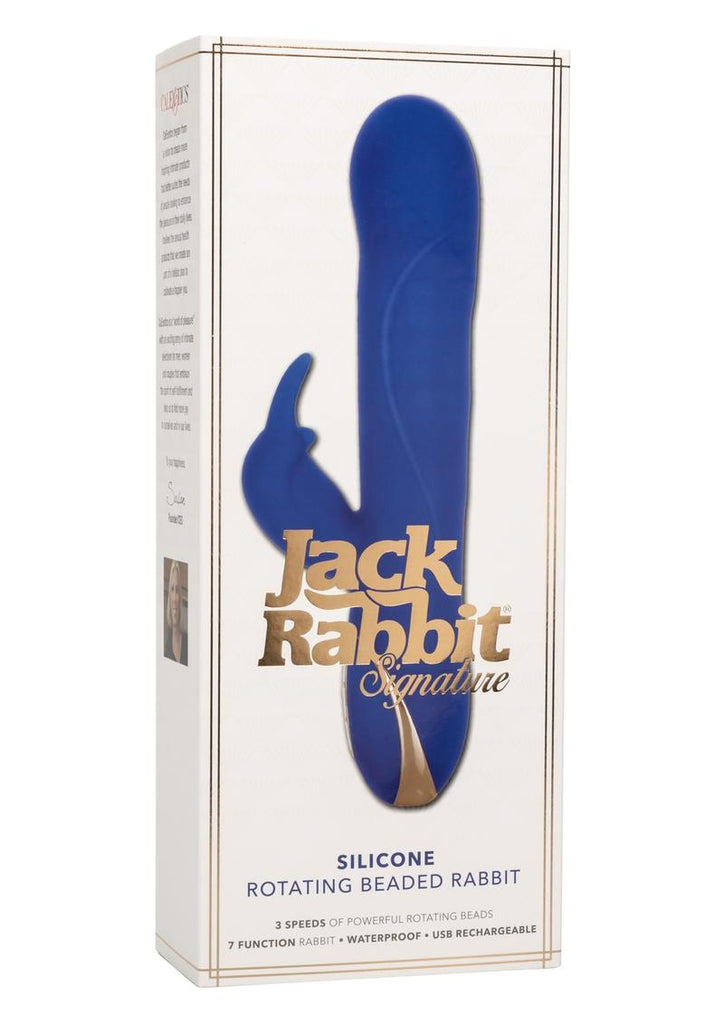 Jack Rabbit Signature Silicone Rotating Beaded Rabbit Vibrator Multi Function USB Rechargeable Waterproof - Blue