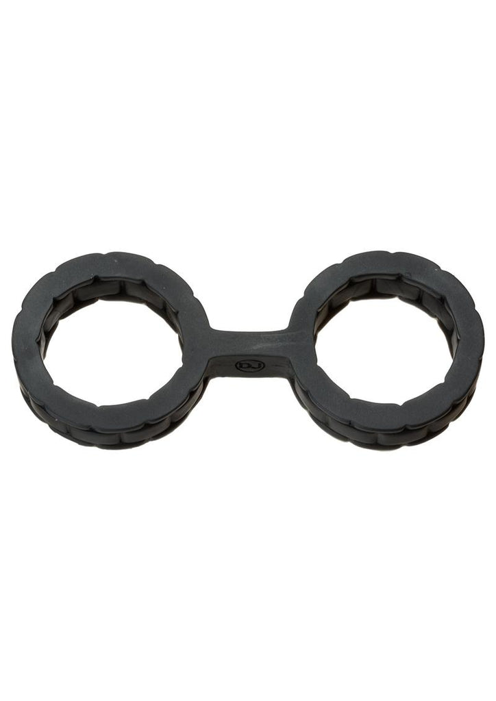 Japanese Style Bondage Silicone Cuffs - Black - Small - 6.4in
