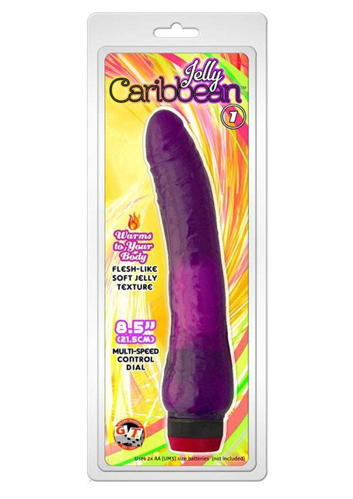 Jelly Caribbean Number 1 Jelly Vibrator - Purple - 8.5in