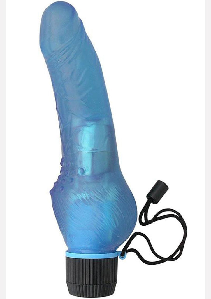Jelly Caribbean Number 3 Jelly Realistic Vibrator with Clit Stimulator Waterproof - Blue - 8in