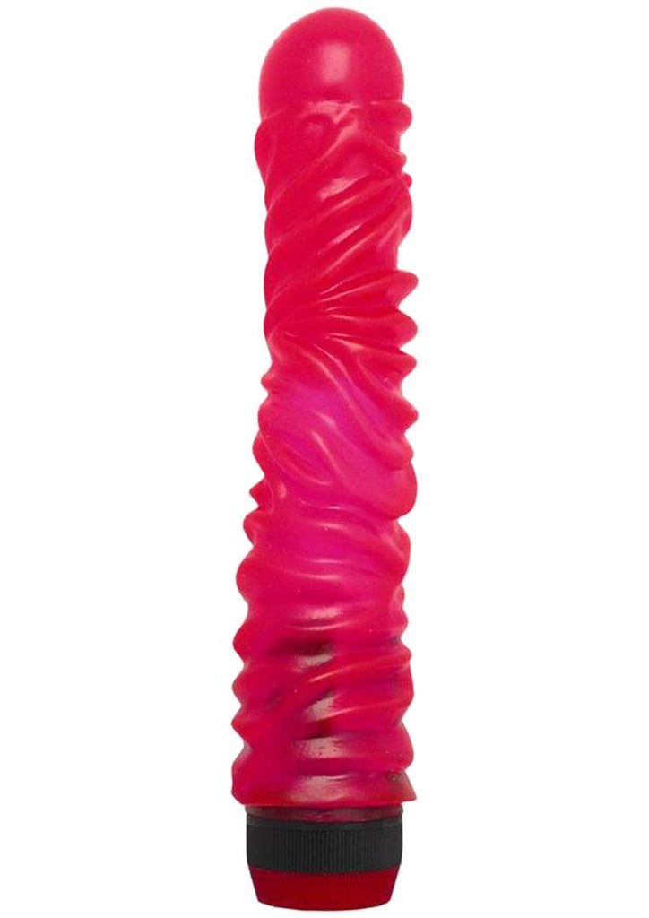 Jelly Caribbean Number 6 Textured Jelly Vibrator - Pink - 8in