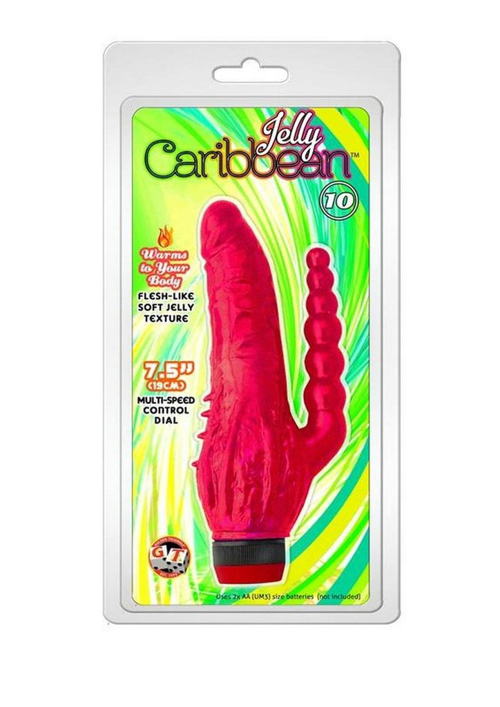 Jelly Caribbean Number 6 Vibrator - Red - 7.5in