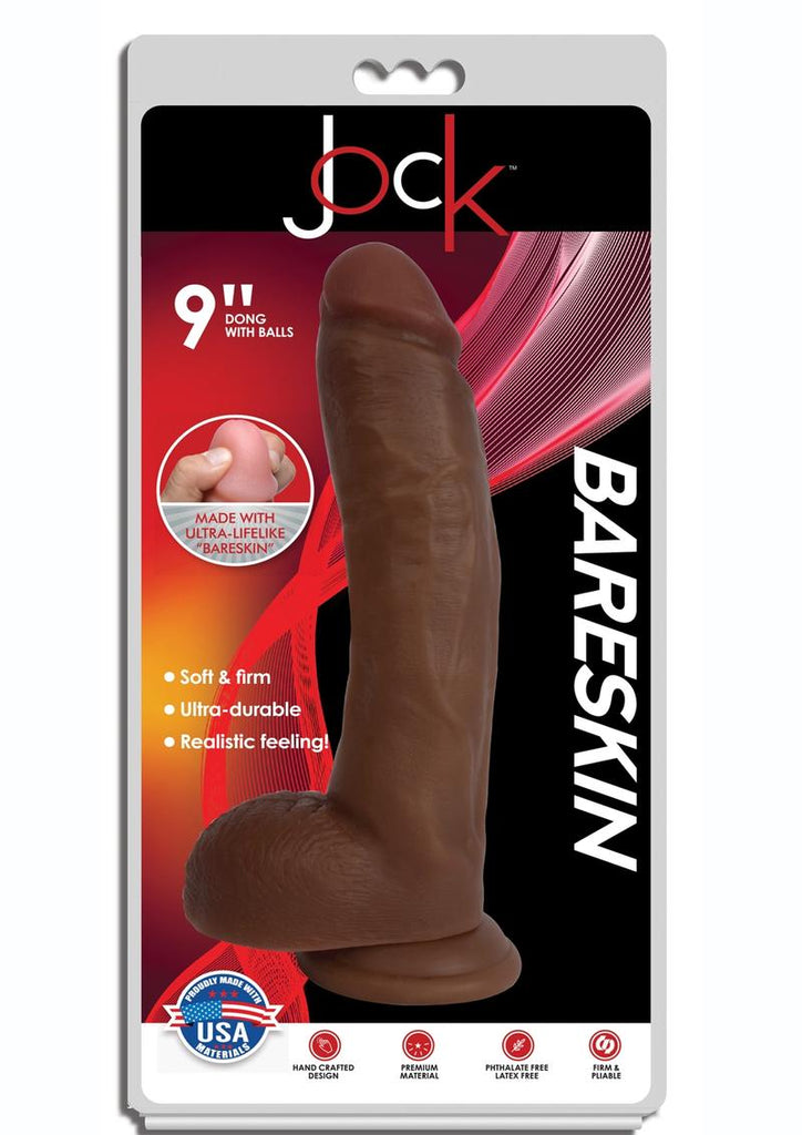 Jock Bareskin Realistic Dong with Balls - Caramel - 9in