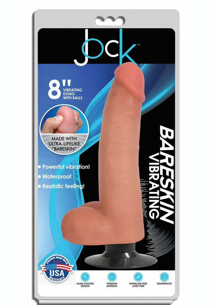 Jock Bareskin Realistic Vibrating Dong with Balls - Vanilla - 8in