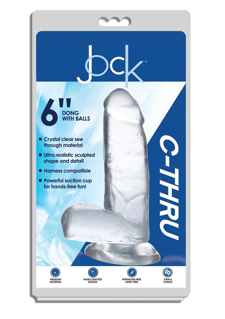 Jock C-Thru Realistic Dong with Balls - Clear - 6in