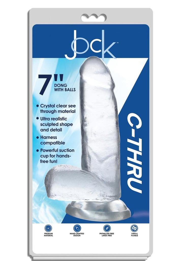 Jock C-Thru Realistic Dong with Balls - Clear - 7in