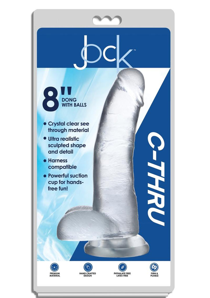 Jock C-Thru Realistic Dong with Balls - Clear - 8in
