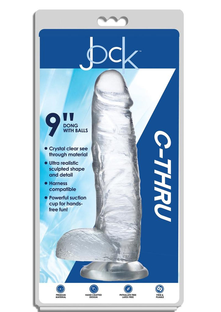 Jock C-Thru Realistic Dong with Balls - Clear - 9in