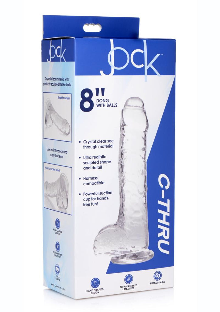 Jock C-Thru Slim Realistic Dong with Balls - Clear - 8in