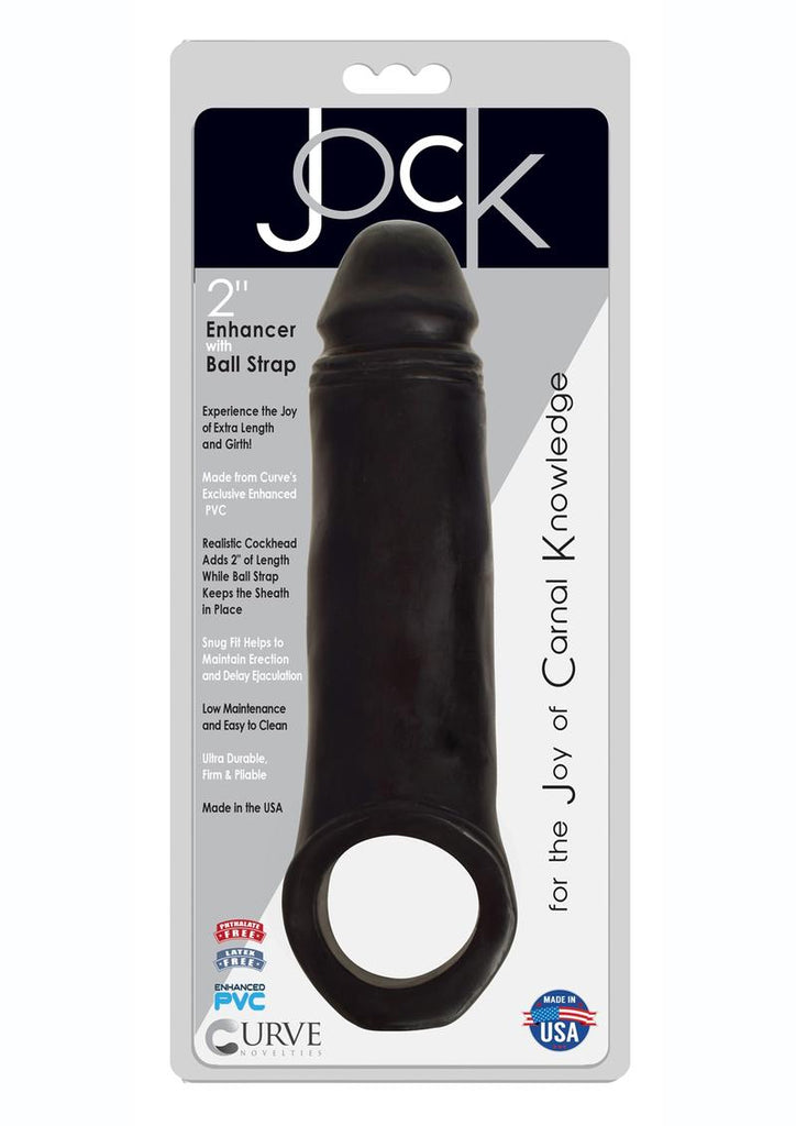 Jock Realistic Penis Enhancer with Ball Strap - Black - 2in