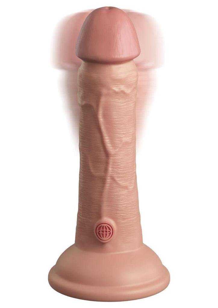 King Cock Elite Dual Density Vibrating Rechargeable Silicone Dildo - Vanilla - 6in