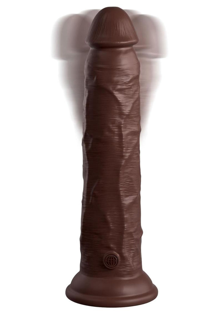 King Cock Elite Dual Density Vibrating Rechargeable Silicone Dildo with Remote Control Dildo - Chocolate - 9in