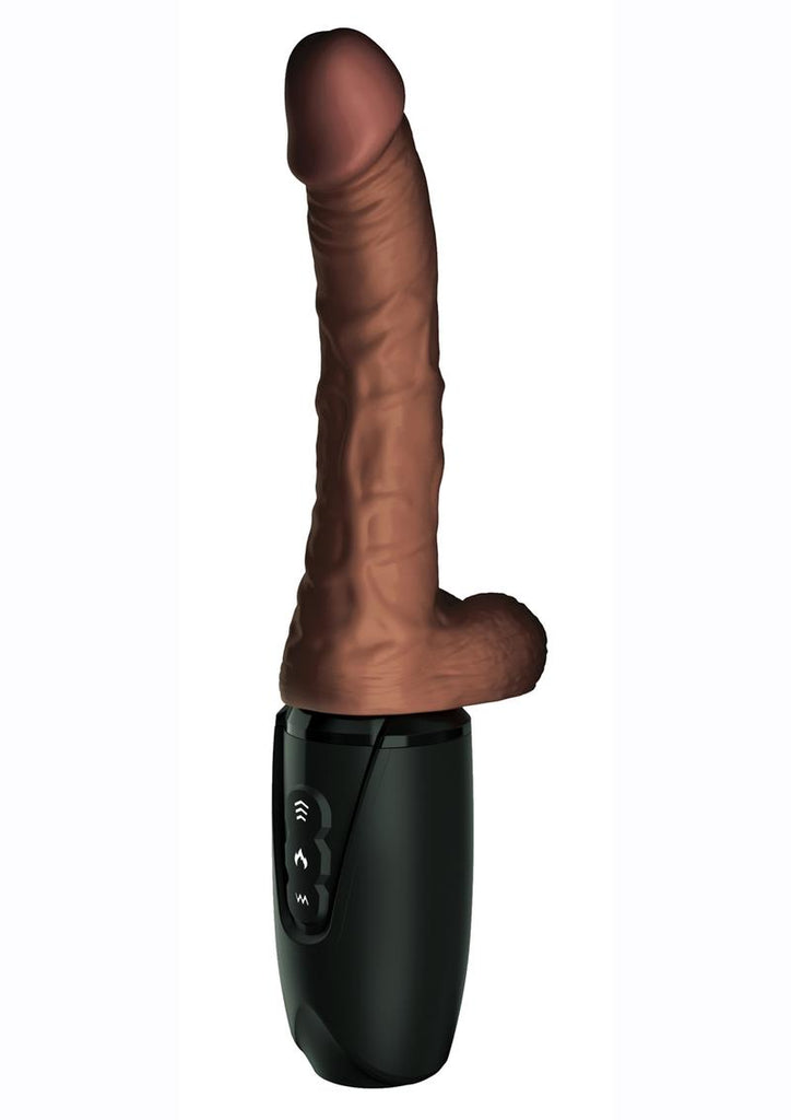 King Cock Plus Rechargeable Thrusting Dildo with Balls - Chocolate - 7.5in