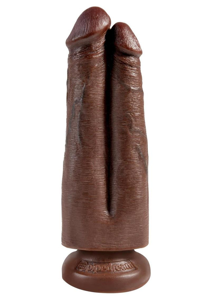 King Cock Two Cocks One Hole Dildo - Brown/Chocolate - 7in