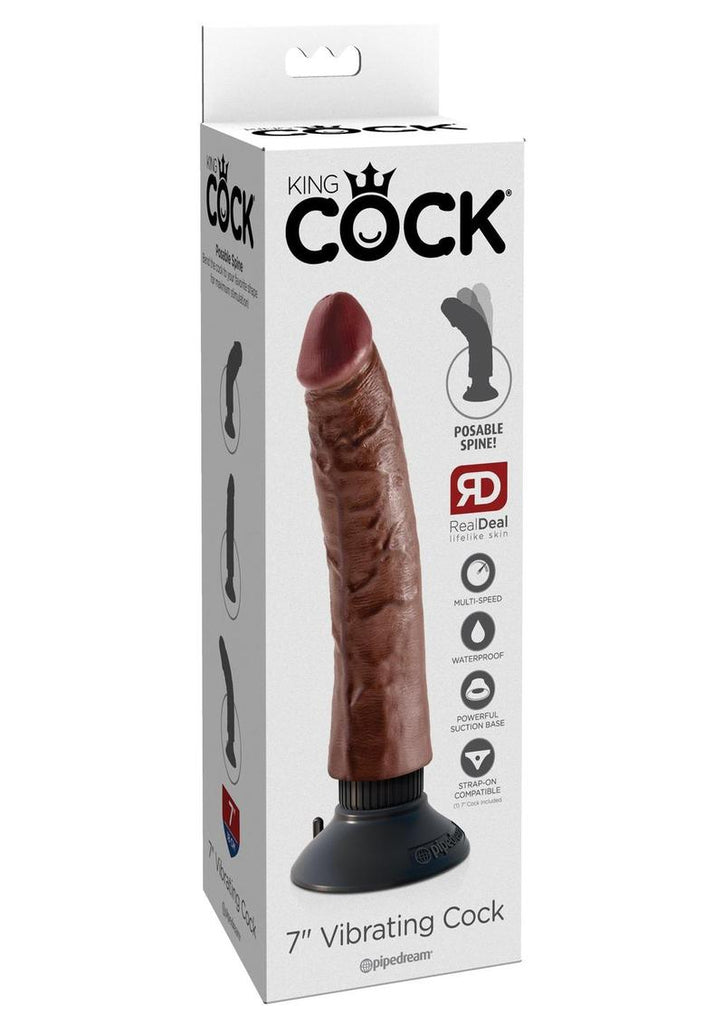 King Cock Vibrating Dildo - Chocolate - 7in