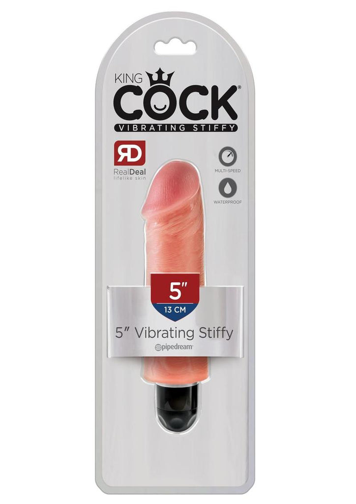King Cock Vibrating Stiffy Dildo - Flesh/Vanilla - 5in